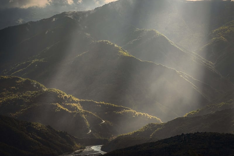 Fantasy landscape with magical beings